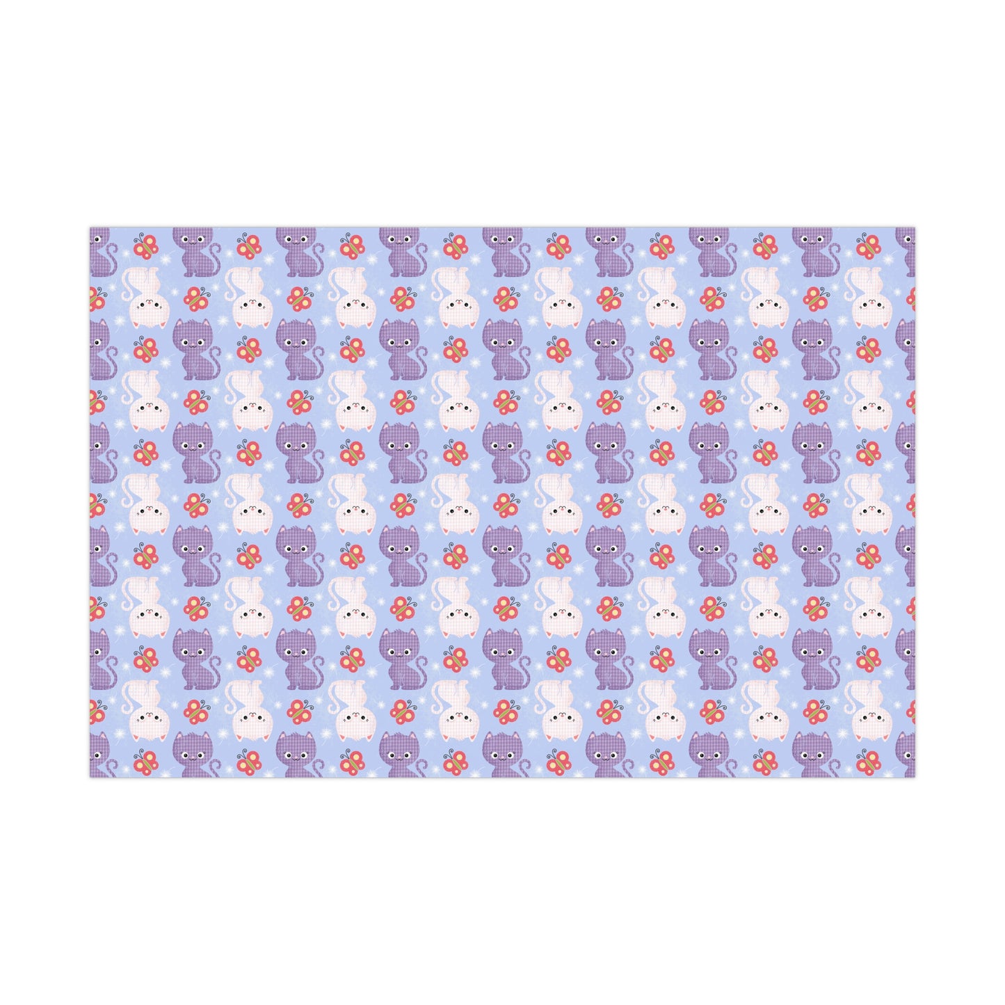 Plaid Kitten & Butterfly Birthday Wrapping Paper