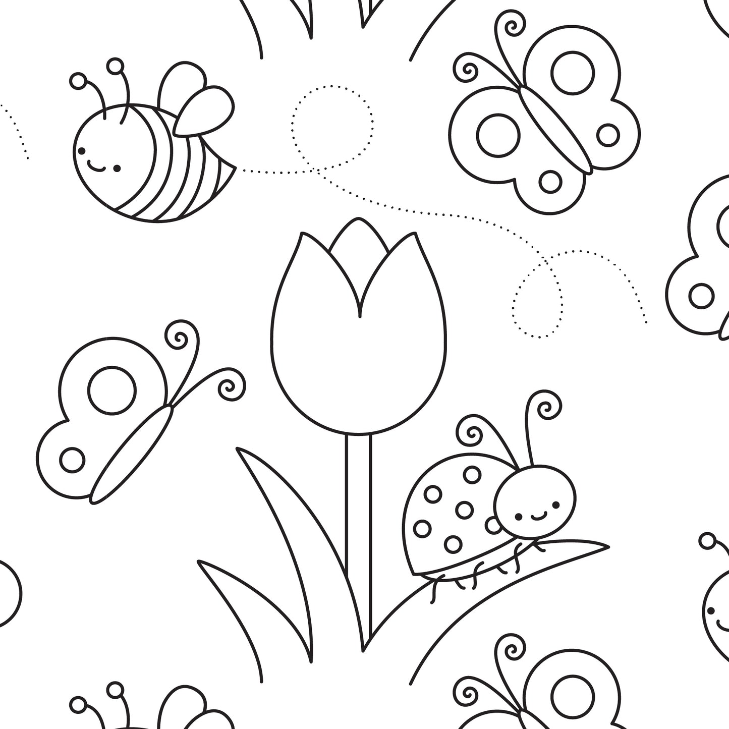 Color-It-Yourself Wrapping Paper, Tulip Bee Butterfly