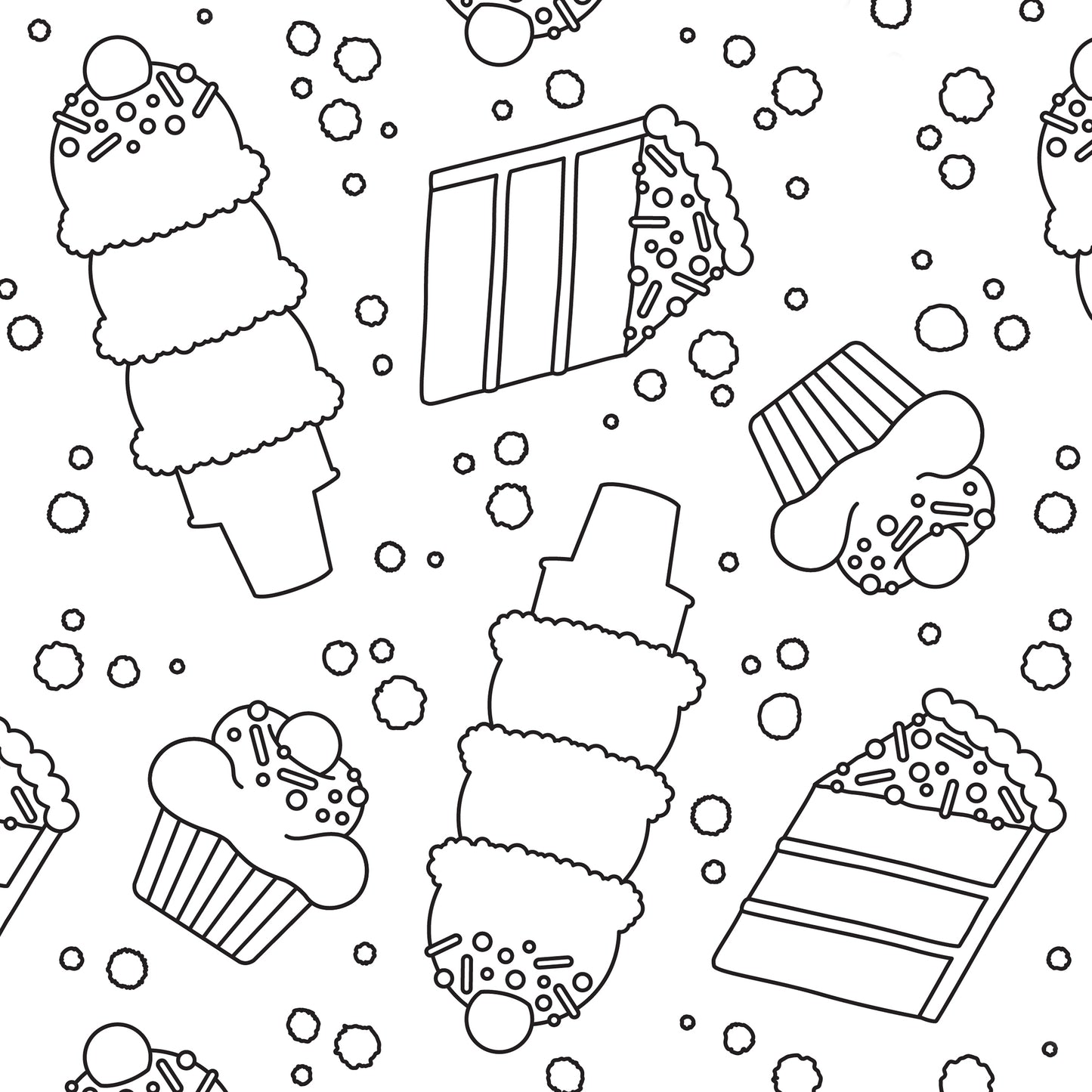 Color-It-Yourself Wrapping Paper, Birthday Sweet Treats