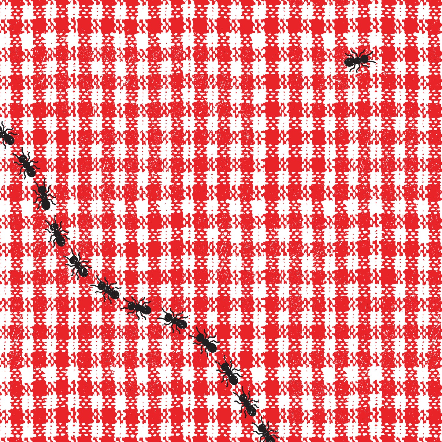 Red & White Gingham Marching Ants Wrapping Paper