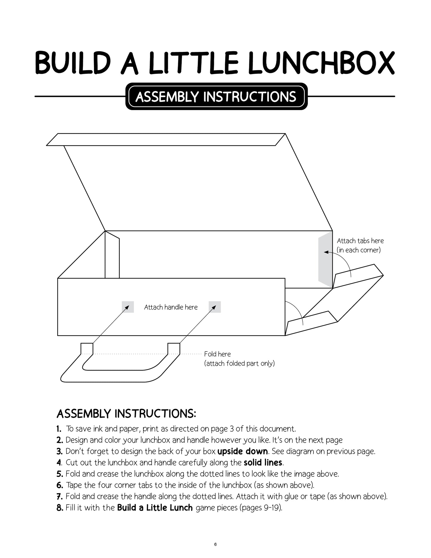 Printable Build a Lunchbox Craft and Game for Kids