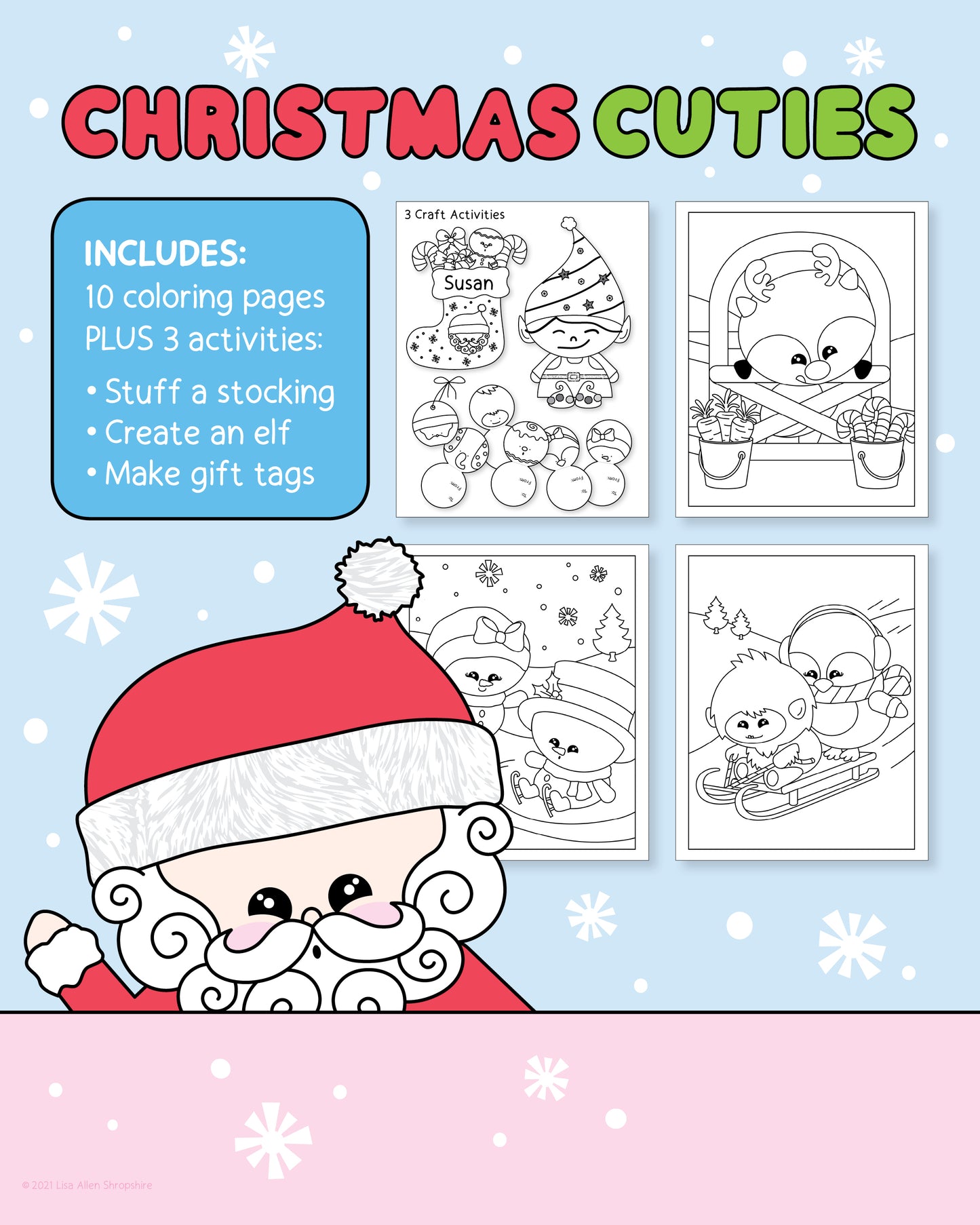Christmas Cuties Coloring Book & Craft Activities