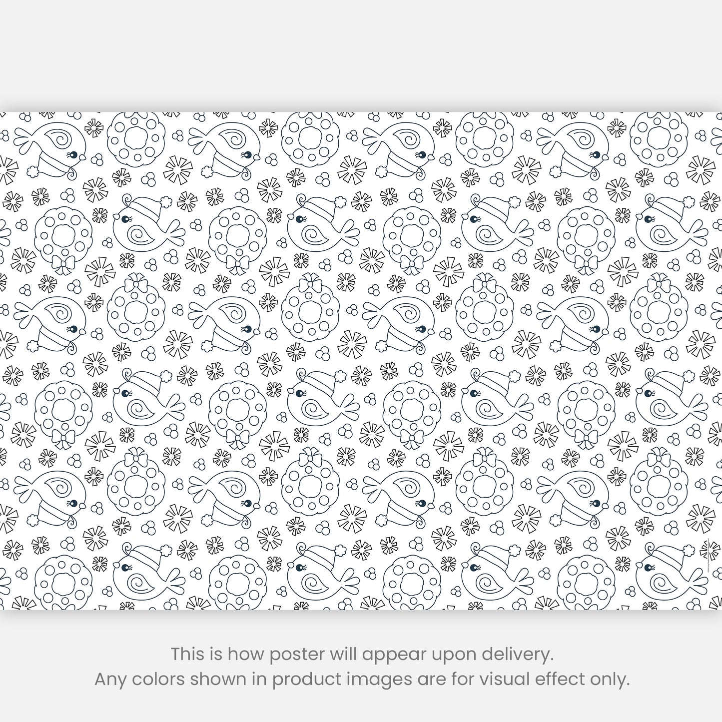 Color-It-Yourself Wrapping Paper, Winter Bird in Knit Cap