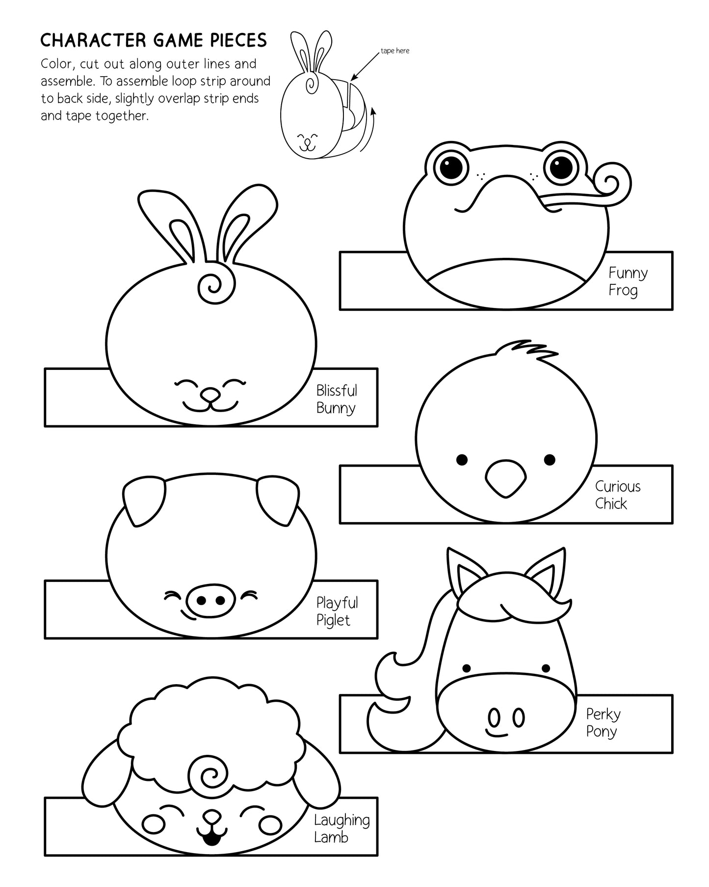 Cute Critters Coloring Book & Board Game