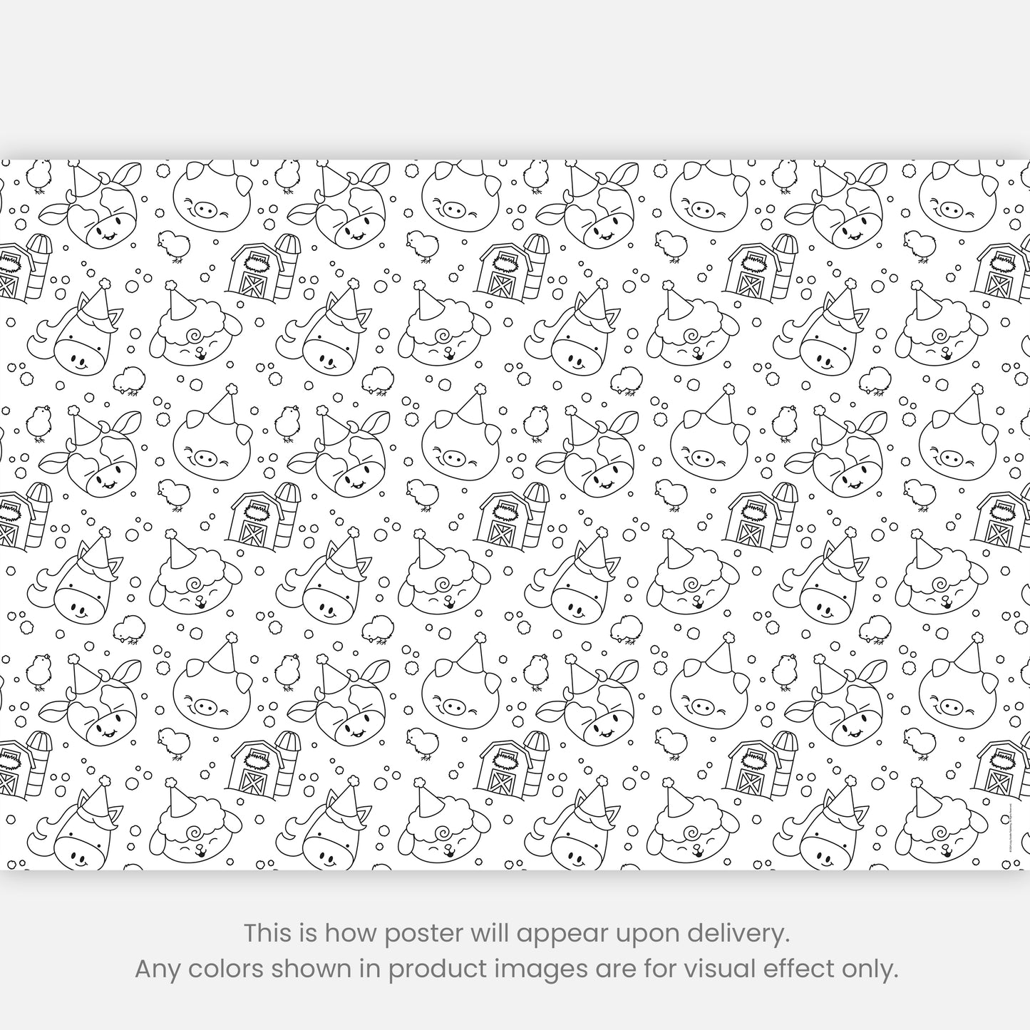 Color-It-Yourself Wrapping Paper, Farm Friends Birthday Party