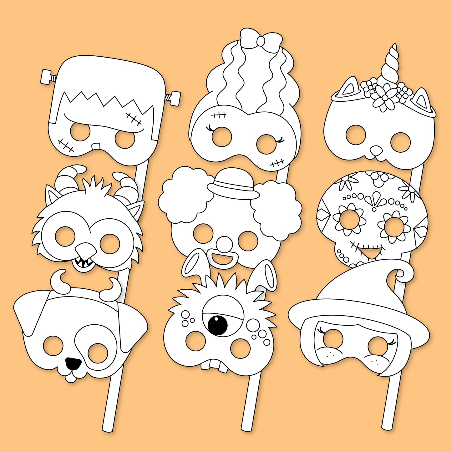 Printable Halloween Mask Making Mania Craft for Kids