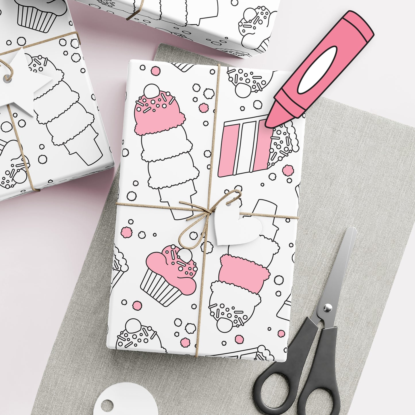 Color-It-Yourself Wrapping Paper, Birthday Sweet Treats