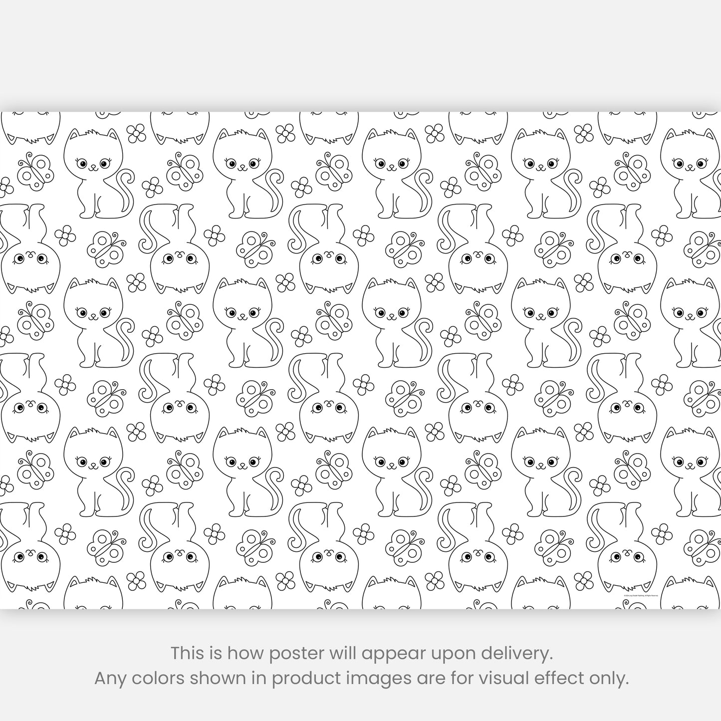 Color-It-Yourself Wrapping Paper, Cute Kitten & Butterfly