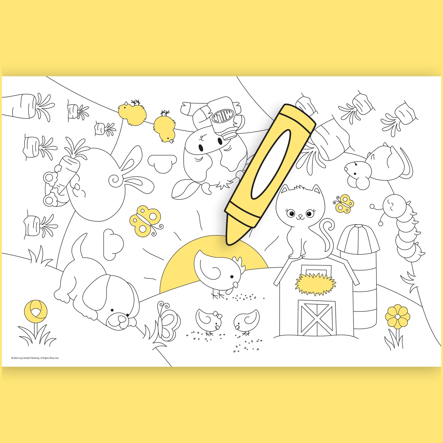 Group Coloring Poster, Sunny Day on the Farm