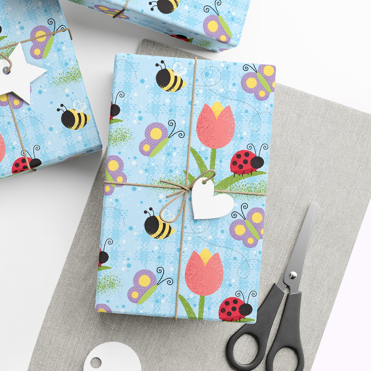 Spring Tulip, Bumble Bee & Butterfly Wrapping Paper