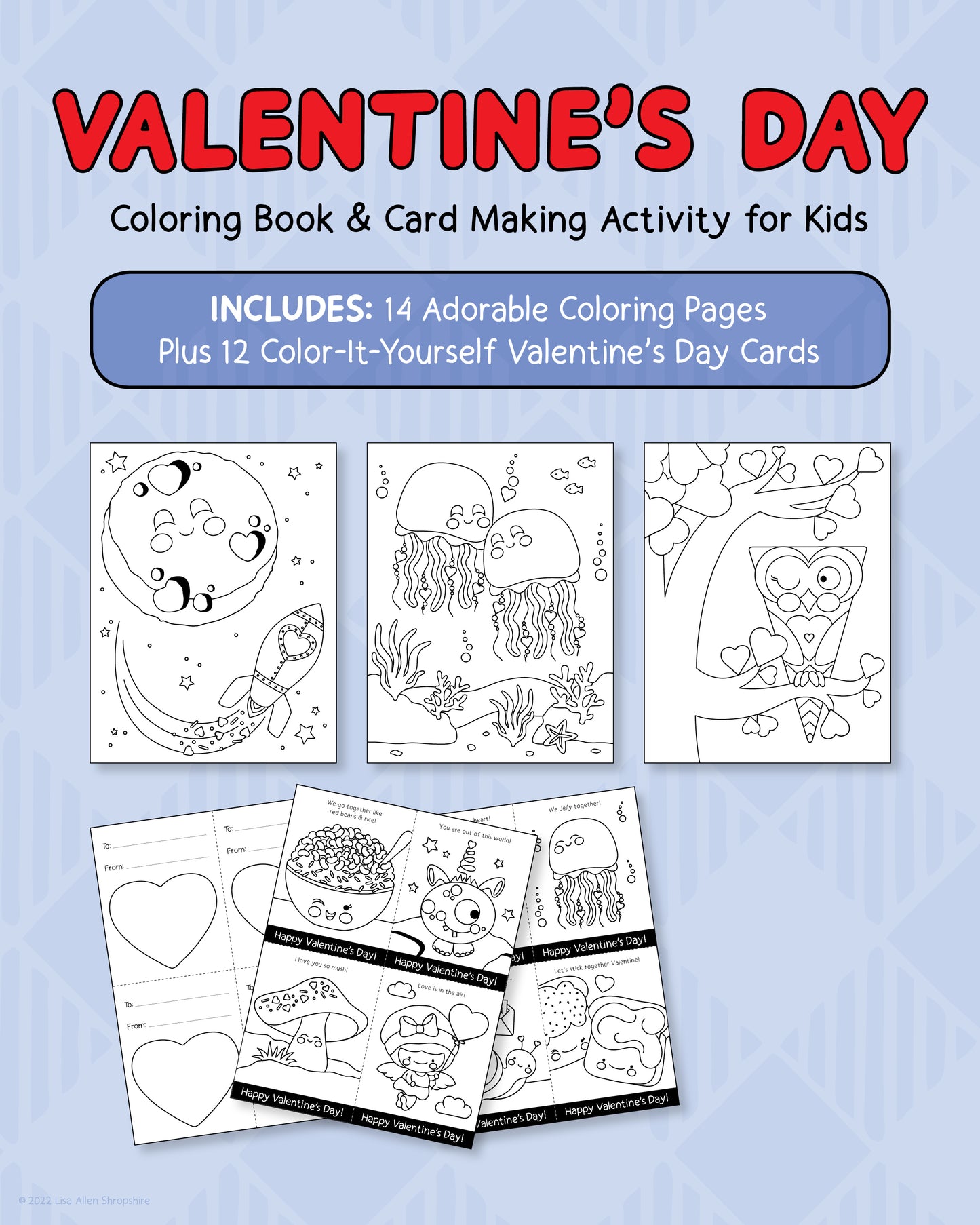 Valentine's Day Coloring Book & Card Making