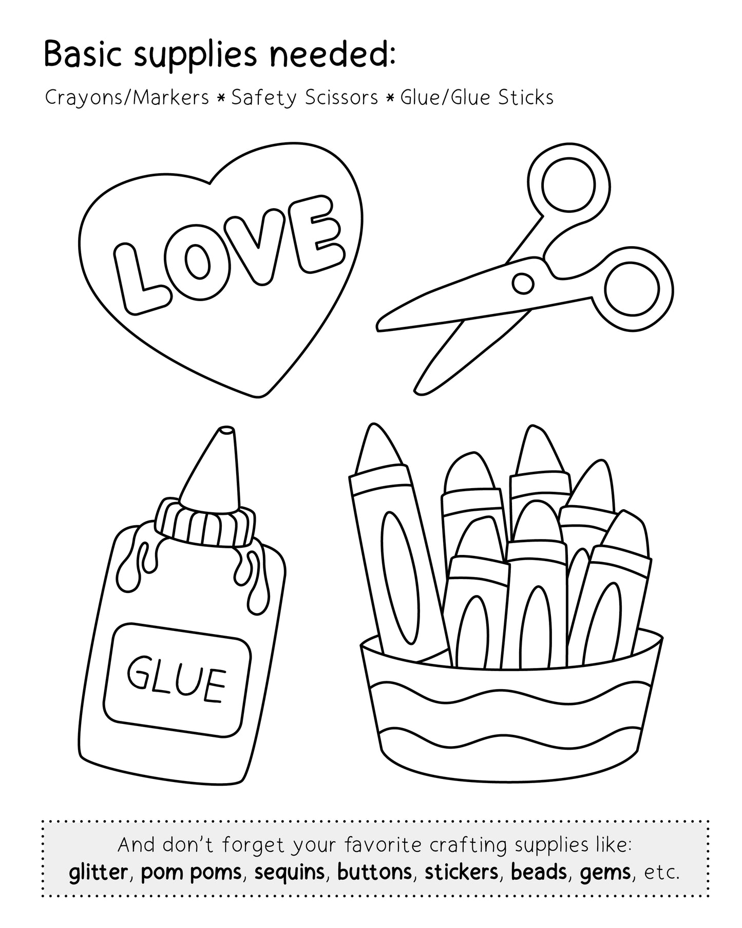 Valentine's Day Coloring Book & Card Making