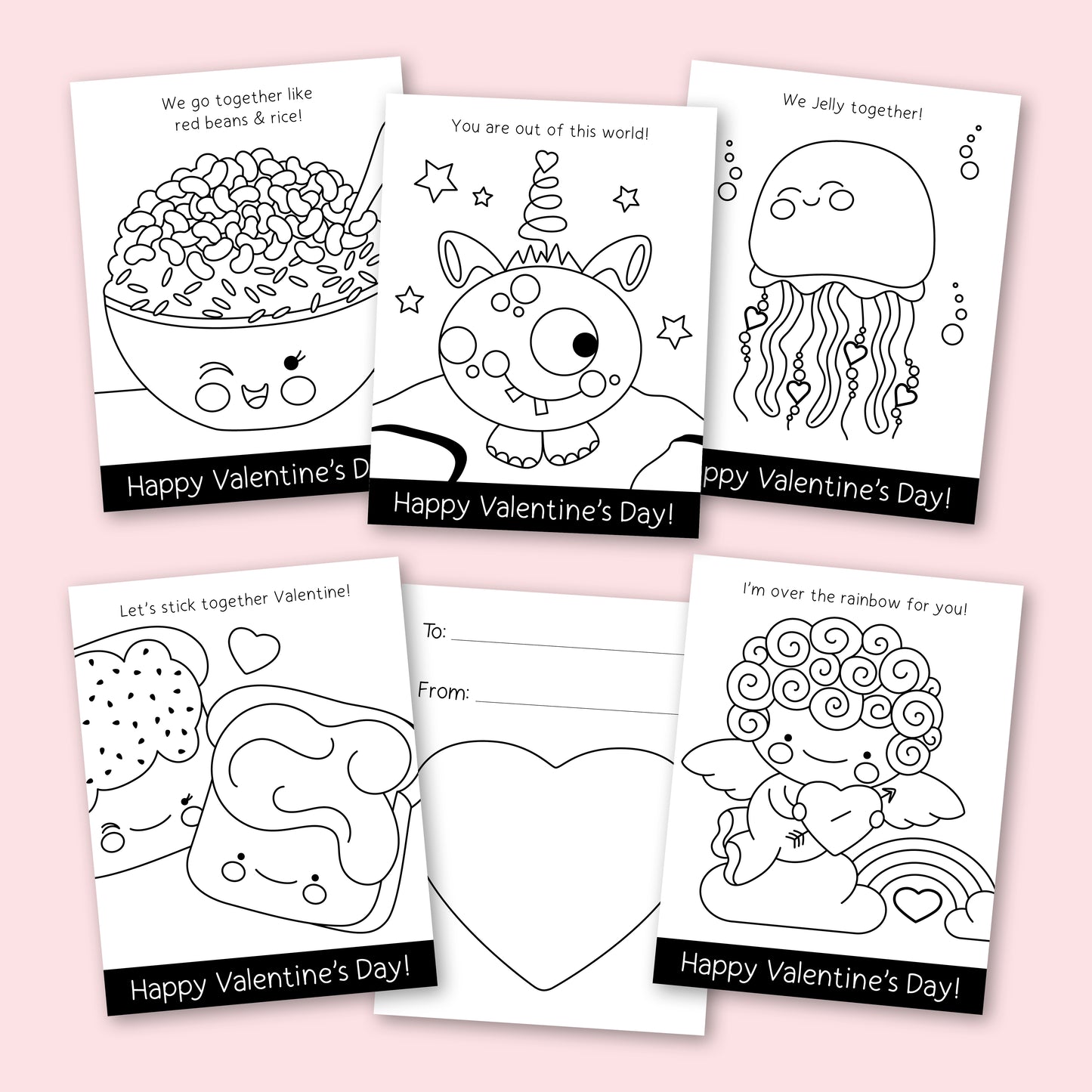 Printable Valentine's Day Card Making Craft for Kids