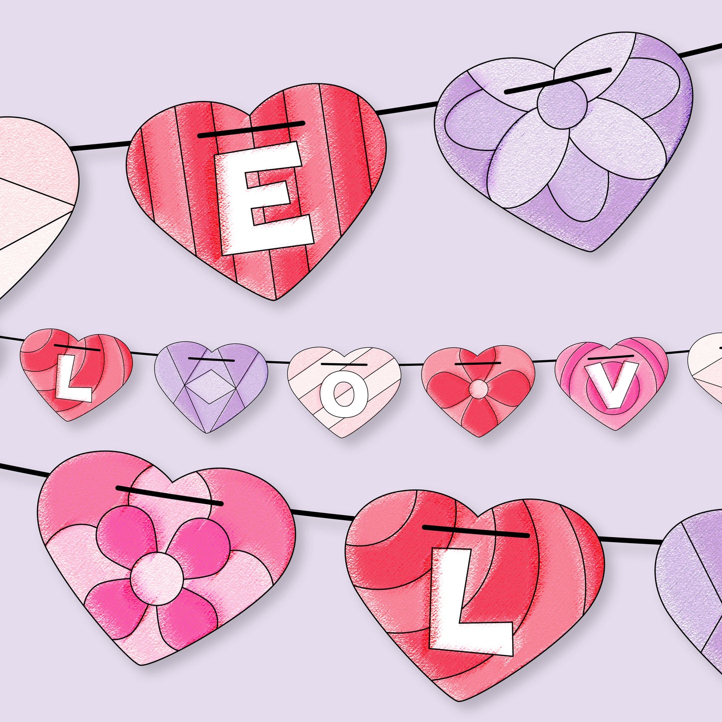 Printable Valentine's Day Heart Garland Craft for Kids
