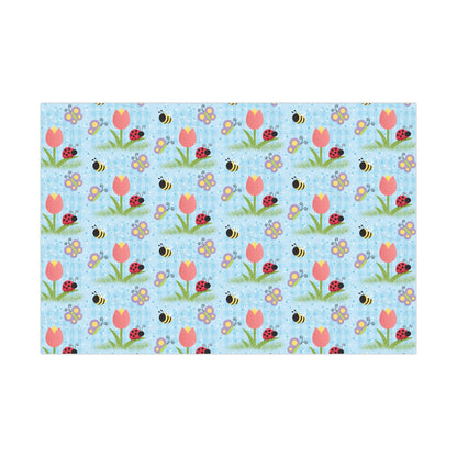 Spring Tulip, Bumble Bee & Butterfly Wrapping Paper