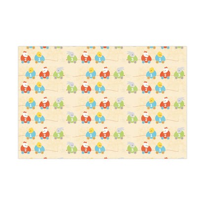 Adorable Race Car Pull Toy Wrapping Paper