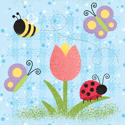 Spring Tulip, Bumble Bee & Butterfly Wrapping Paper