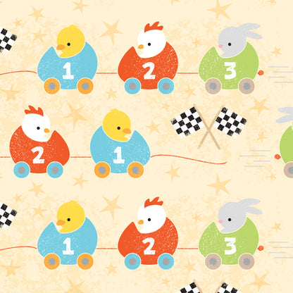 Adorable Race Car Pull Toy Wrapping Paper