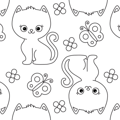 Color-It-Yourself Wrapping Paper, Cute Kitten & Butterfly