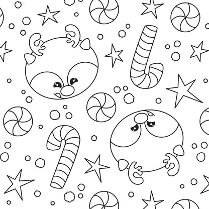 Color-It-Yourself Wrapping Paper, Reindeer & Candy Canes
