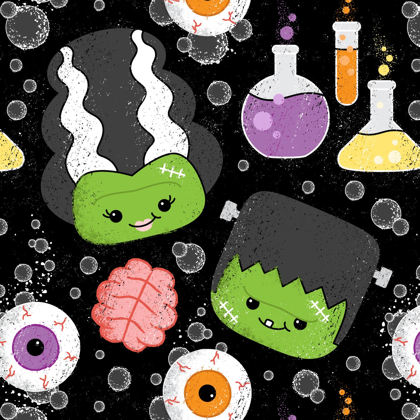 Halloween Frankenstein & Bride Wrapping Paper
