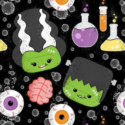 Halloween Frankenstein & Bride Wrapping Paper