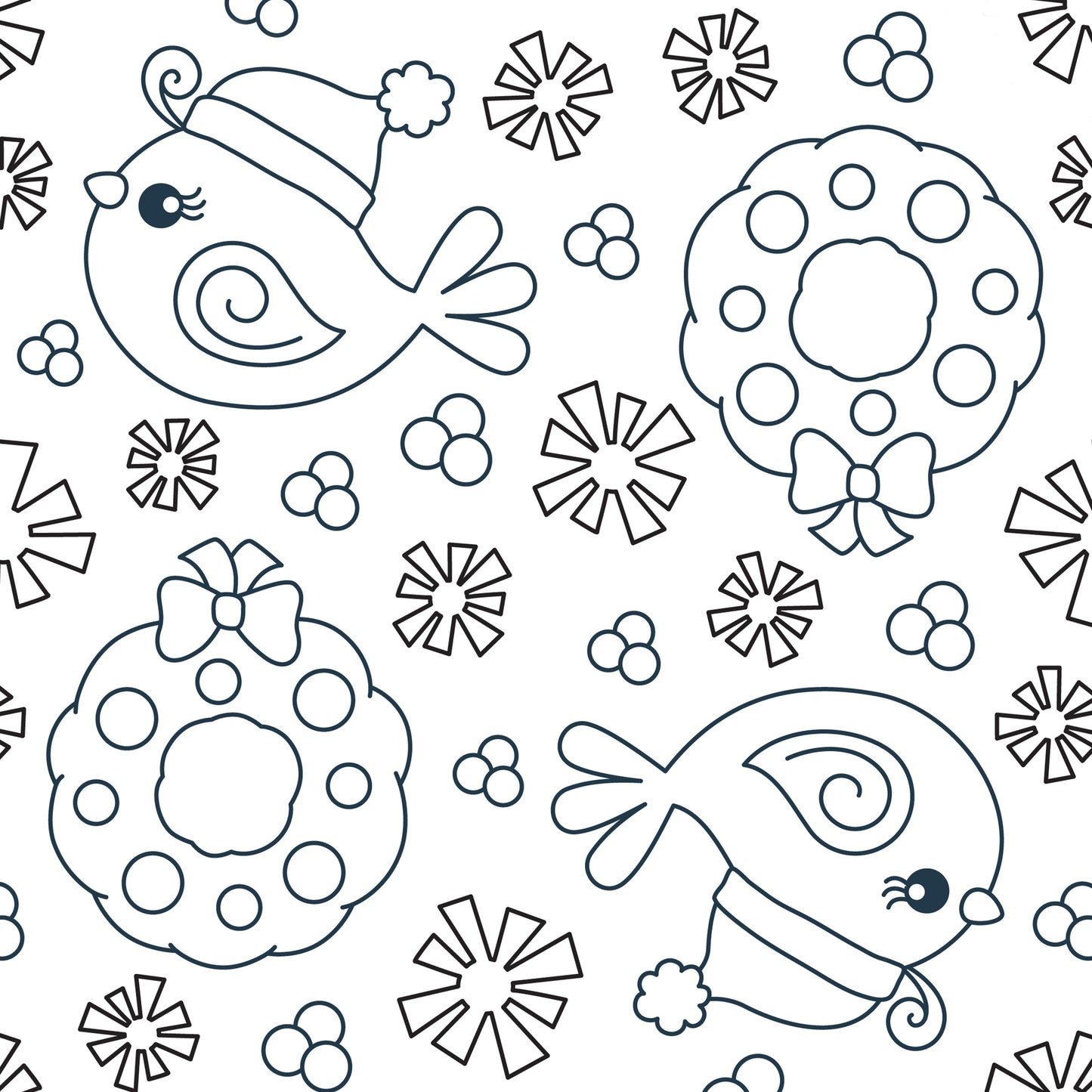 Color-It-Yourself Wrapping Paper, Winter Bird in Knit Cap