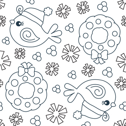 Color-It-Yourself Wrapping Paper, Winter Bird in Knit Cap
