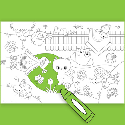 Group Coloring Poster, Lovable Backyard Pets