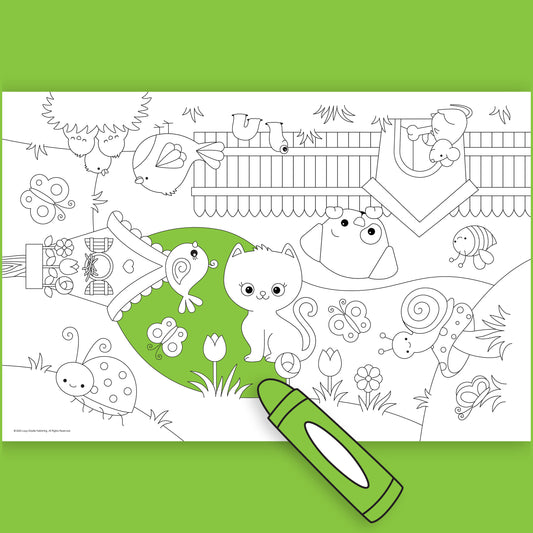 Group Coloring Poster, Lovable Backyard Pets