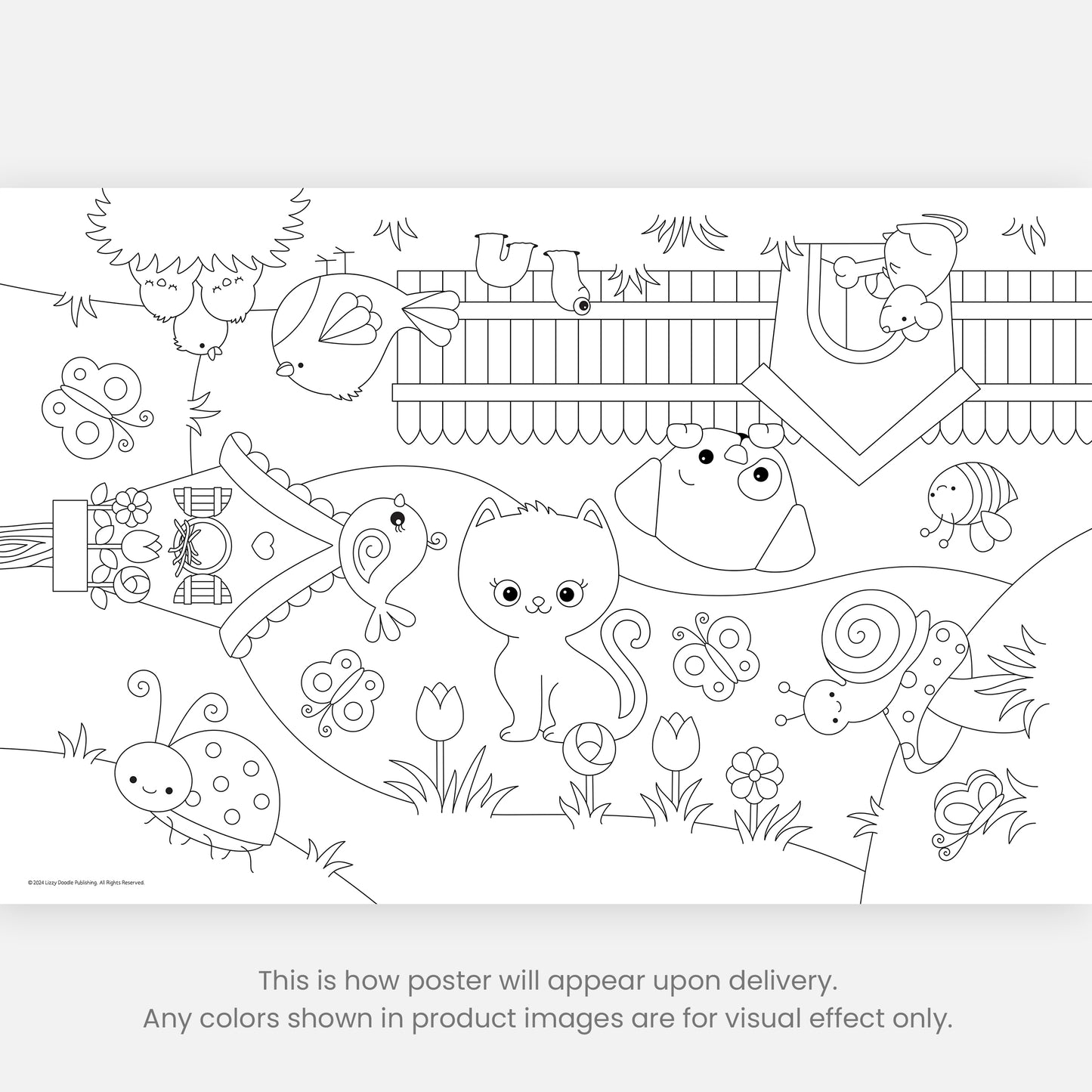 Group Coloring Poster, Lovable Backyard Pets