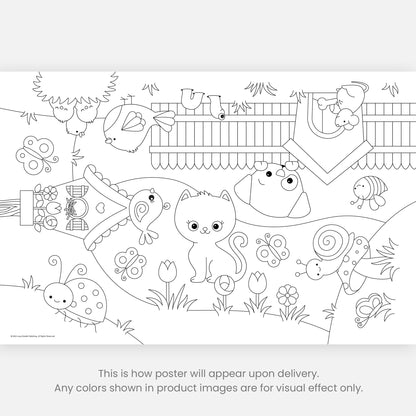 Group Coloring Poster, Lovable Backyard Pets