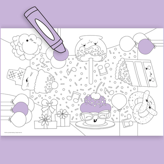 Group Coloring Poster, Birthday Party Sweet Treats
