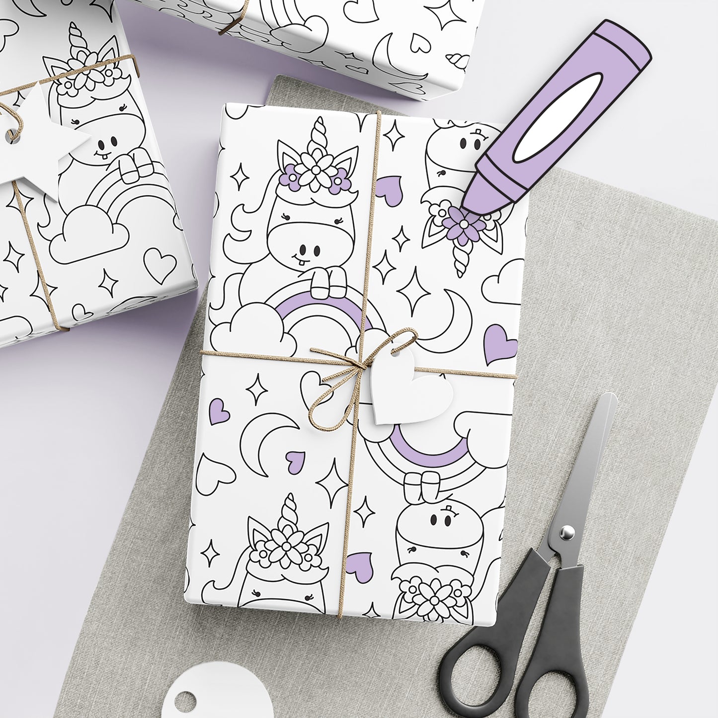 Color-It-Yourself Wrapping Paper, Magical Unicorn & Rainbows