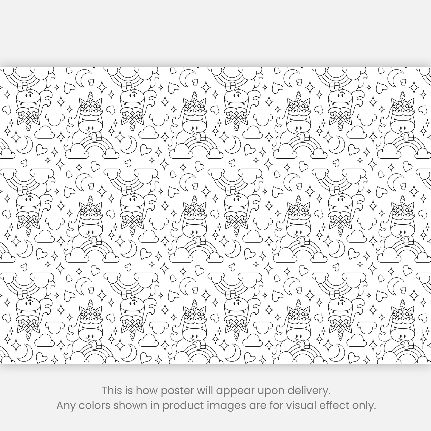 Color-It-Yourself Wrapping Paper, Magical Unicorn & Rainbows