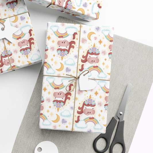 Boho Unicorn & Rainbows Birthday Wrapping Paper