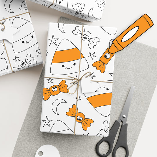 Color-It-Yourself Wrapping Paper, Halloween Candy Corn