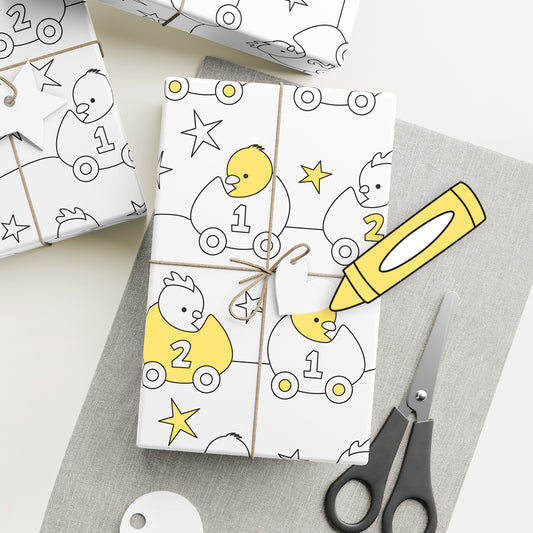Color-It-Yourself Wrapping Paper, Race Car Pull Toy