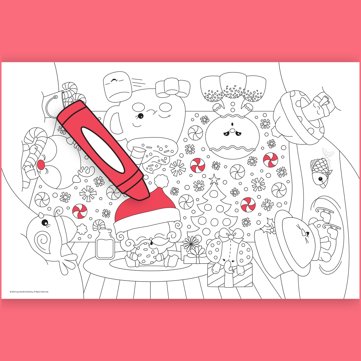 Group Coloring Poster, Christmas Cuties in the Snow