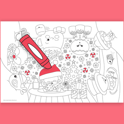 Group Coloring Poster, Christmas Cuties in the Snow