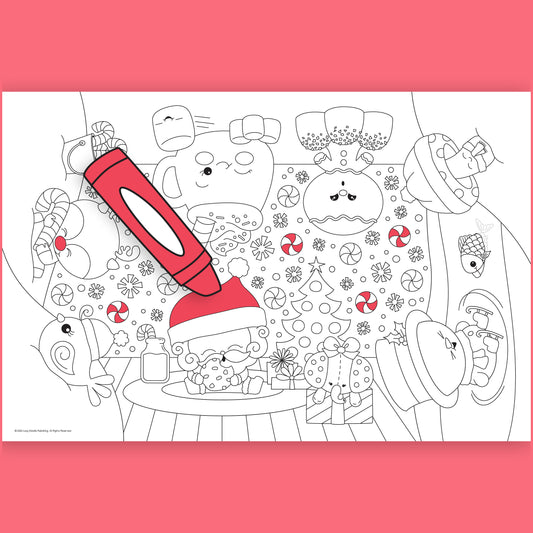 Group Coloring Poster, Christmas Cuties in the Snow