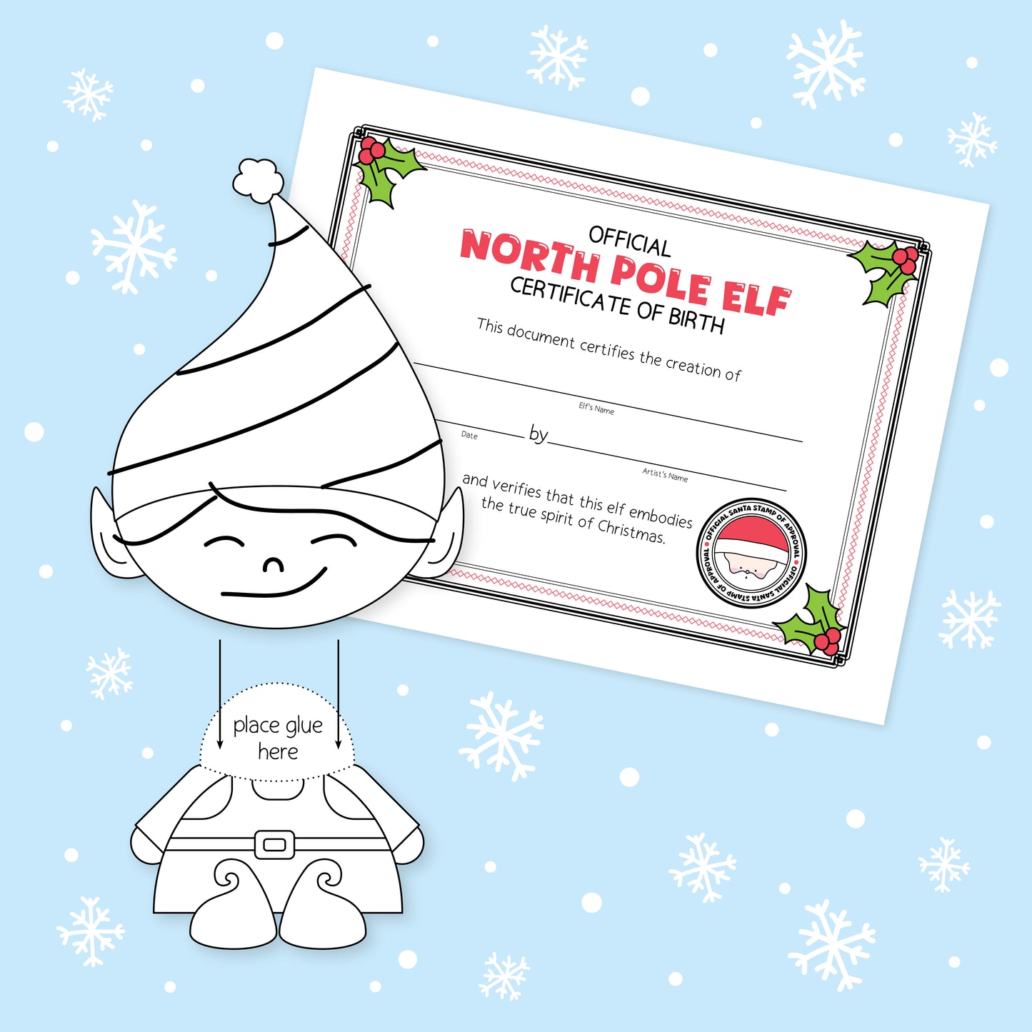 Printable Create a Holiday Elf Buddy Craft for Kids