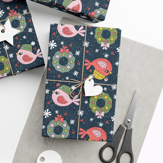Winter Bird in Knit Cap Wrapping Paper