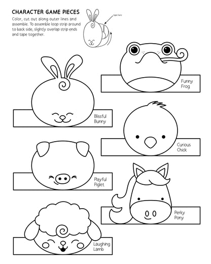 Cute Critters Coloring Book & Board Game