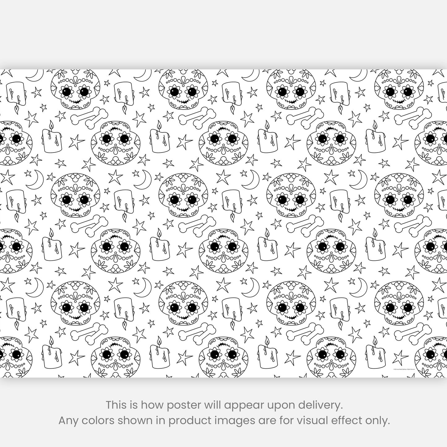Color-It-Yourself Wrapping Paper, Halloween Day of the Dead Skeleton