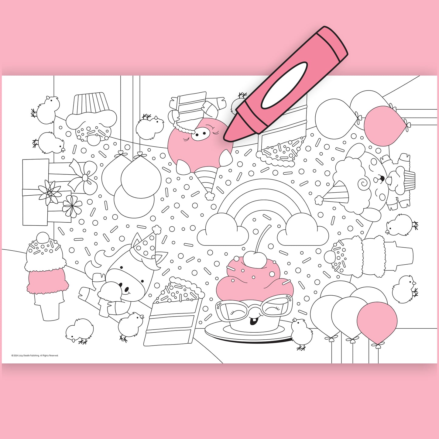 Group Coloring Poster, Farm Friends Birthday Bash