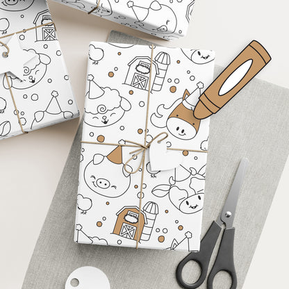 Color-It-Yourself Wrapping Paper, Farm Friends Birthday Party