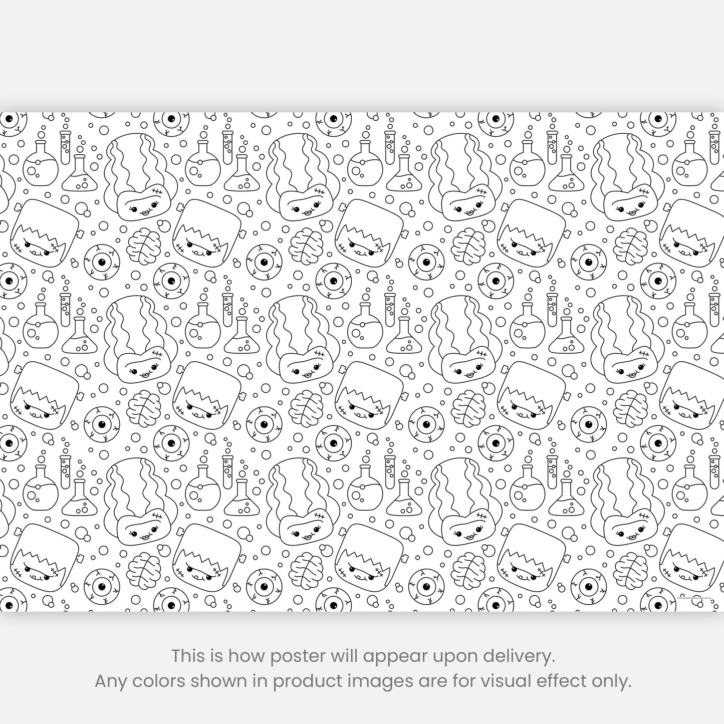 Color-It-Yourself Wrapping Paper, Halloween Frankenstein & Bride