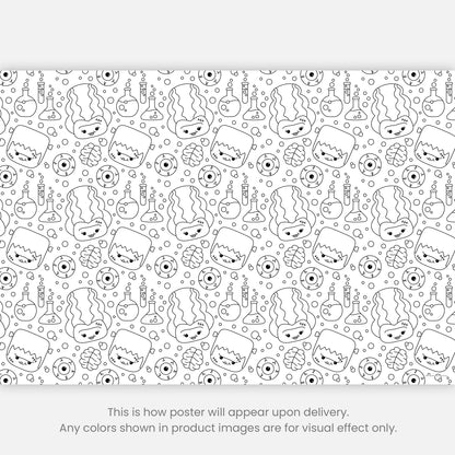 Color-It-Yourself Wrapping Paper, Halloween Frankenstein & Bride