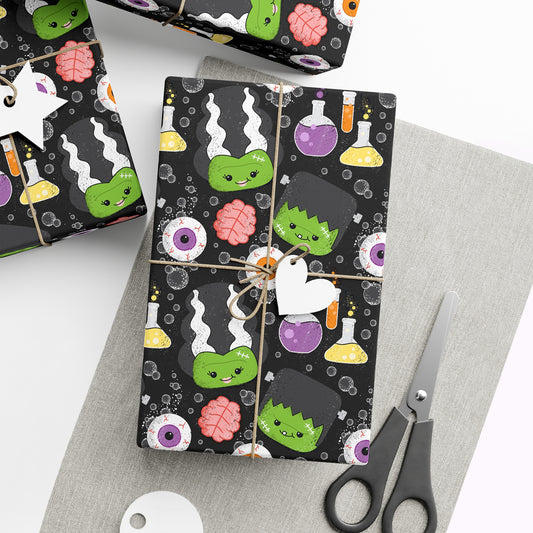 Halloween Frankenstein & Bride Wrapping Paper